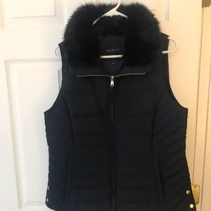 Talbots Faux Fur Collar Down Puffer Vest